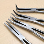 4-Piece 11" Precision Long Nose Pliers Set with Insulated Comfort Grip Handles,Straight Long Needle Nose Pliers,25/45/90 Degree Angle Curved Pliers for Wire Bending,Shaping,Trimming - size: 4pcs-Straight/25/45/90