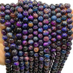 ABCGEMS High-Flash Galaxy Tiger Eye Beads from Africa (Blend of Blue & Purple Hues that Mimic The Beauty of The Galaxy) Smooth Round 10mm - color: Galaxy-Blue Tiger's Eye