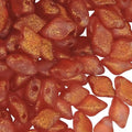 GemDuo Beads, 2-Hole Diamond Shaped Czech Glass Beads 5x8mm 10 Grams Frozen Matte Hot Red