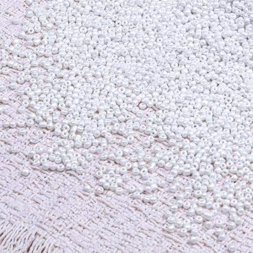 2000pcs Glass Seed Beads Bulk, 4mm 6/0 Mini Pony Spacer Small Individual Color Seed Beads for DIY Bracelet Necklaces Wrist Jewelry Making, Cream White - color: Cream White