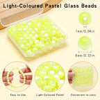 200pcs Glass Beads for Bracelets, 8mm Crystal Glass Round Beads for Jewelry Making, DIY Crafts, Single Box (Light Green) - color: Light Green