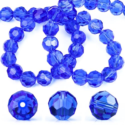 Dowarm 200 Pieces 6MM Round Crystal Glass Beads for Jewelry Making, Faceted Rondelle Crystal Beads for Crafts Wine Charms Wind Chimes Suncatchers, Finding Jewelry Spacer Beads (Medium Blue/Sapphire) - color: 22-Medium Blue, size: 6mm