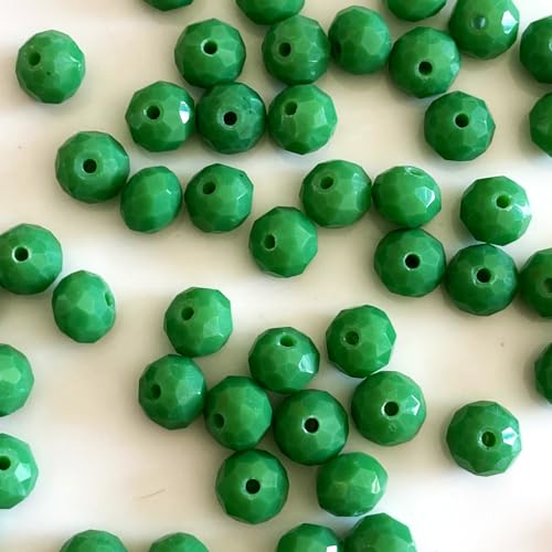 350Pcs 6mm Faceted Green Glass Crystal Briolette Beads for Jewelry Making, Bracelets, Earrings, Wind Chimes, Suncatchers - color: Green, size: 6mm