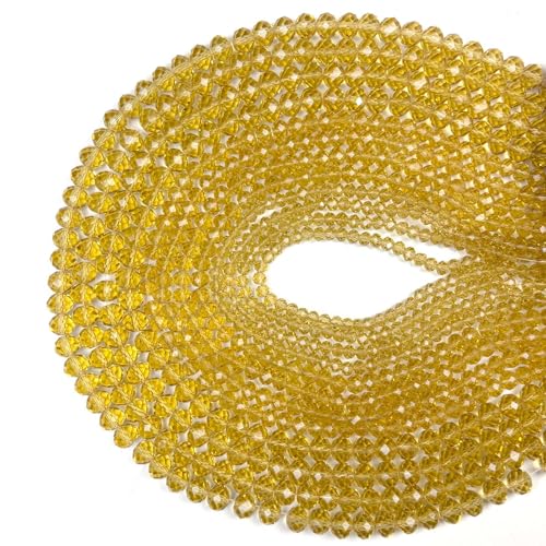 1040PCS Assorted Size Glass Beads, 4/6/8mm Crystal Glass Beads for Jewelry Making, Briolette Crystal Spacer Loose Bulk Beads for DIY Crafts, Suncatchers, Golden Champagne - color: Golden Champagne