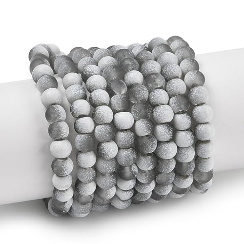 KISSITTY 50pcs Matte Beads Gradient Color Glass Frosted Crystal 6mm Rondelle Gray Bead Center Drilled Loose Craft Beads for Jewelry Making Earring Bracelet Necklace DIY Crafts - color: Gray