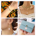Beadthoven 100pcs Enamel Charms Cherry Blossom Daisy Flower Pendants Gold Plated Small Cute Bulk for Jewelry Making Bracelet Necklace Earrings Keychain DIY Accessories - color: 0Pink