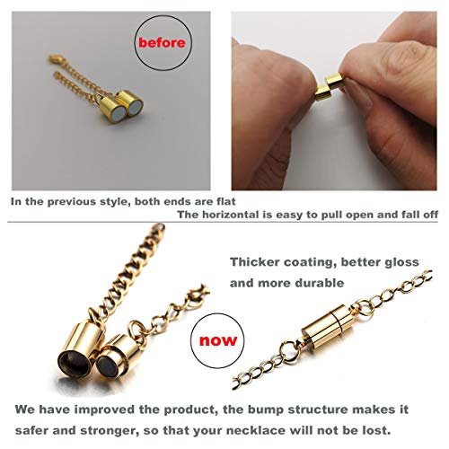 Zpsolution Magnetic Necklace Clasps with Extender Chains Lobster Clasps Lead Cadmium Free and Nickel Release Free Set/2 Gold-Silver - color: Chains Glod and Silver
