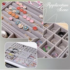 2Pcs 5 x 8.3 Inch Jewelry Drawer Inserts Velvet Jewelry Tray Gray 15 Grids Dresser Earring Drawer with Removable Divider Necklace Organizer Storage Container for Bracelet Ring Watch Display - style: Gray 15 Grids
