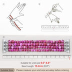Newlibery Natural Stone Bracelet Beaded-Bands Women Compatible with Apple Watch 38mm 40mm 41mm 42mm (S10/11) Feminine Cute Handmade Stretch Strap for iWatch Series 11/10/9/8/7/6/5/4/3/2/1 SE 3/2/1 - color: A9 Rose Red, size: 38/40/41/42mm(S10/11)