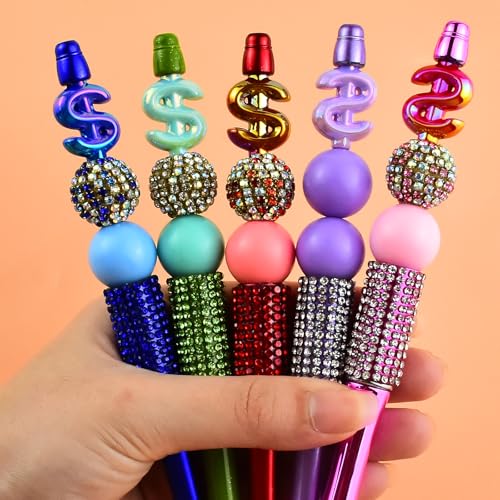 20Pcs Acrylic Dollar Sign Shape Focal Beads for Pens Colorful Prop Money Fancy Spacer Beads for DIY Craft Beadable Pens Keychains Bracelet Necklace Earrings - color: Dollar Sign