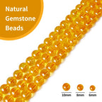 60pcs 6mm Natural Citrine Beads Gemstone Beads Round Loose Beads for Jewelry Making - color: Citrine, size: 6mm