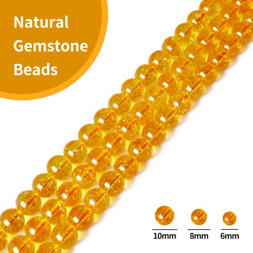 60pcs 6mm Natural Citrine Beads Gemstone Beads Round Loose Beads for Jewelry Making - color: Citrine, size: 6mm
