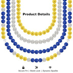 256Pcs 10mm Rhinestone Beads Kit 3 Colors, Round Sparkle Disco Ball Rhinestone Beads Set with Cross Charms and Accessories for DIY Baseball Necklaces Bracelets Earrings Jewelry Making - color: White, Deep Blue & Yellow
