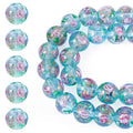 Elecrelive 40Pcs 10mm Flower Glass Beads Gold Sand Lampwork Beads Turquoise Floral Round Crystal for DIY Bracelet Necklace Earring Jewelry Making - color: Pale Turquoise
