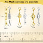 Magnetic Necklace Clasps and Closures with Lobster Clasp, Gold & Silver Magnetic Jewelry Clasps Helper for Necklace Extender, Bracelets and Jewelry - color: 3 Styles | 12Pcs_Diamond & Balls
