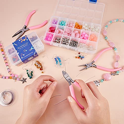 SUNNYCLUE 4.5 Mini Round Nose Pliers Precision Beading Pliers Jewelry Wire Looping Bending Tools for DIY Jewelry Making Hobby Projects Pink - color: Pink 4.5 Inch