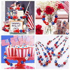 DanLingJewelry 50Pcs Random 20mm Acrylic Round Beads Independence Day Acrylic Beads Red White Blue Spacer Beads for Crafts Jewelry Making - color: 50pcs - Independence Day