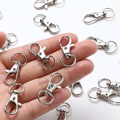 100PCS Swivel Snap Hooks with Key Rings, 50Pcs Key Chain Clip Hooks and 50Pcs Key Rings, Lanyard Lobster Claw Clasps for Keychains Jewelry Art Crafts - color: Silver