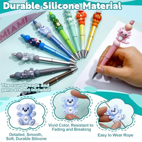 Ferreve 40 Pcs 3D Animal Silicone Focal Beads for Pens, Keychain Making, Focal Beads Bulk for Beadable Keychain DIY Crafts Bracelet Necklace Phone Chain Charms Jewelry Making(Vivid Style) - style: Vivid Style