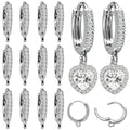 stino 16Pcs Cubic Zirconia Huggie Earring Hooks for Jewelry Making, Brass Earring Hoops Clasps, Leverback Findings & Supplies (White Gold Plated) - color: White Gold Plated