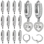 stino 16Pcs Cubic Zirconia Huggie Earring Hooks for Jewelry Making, Brass Earring Hoops Clasps, Leverback Findings & Supplies (White Gold Plated) - color: White Gold Plated