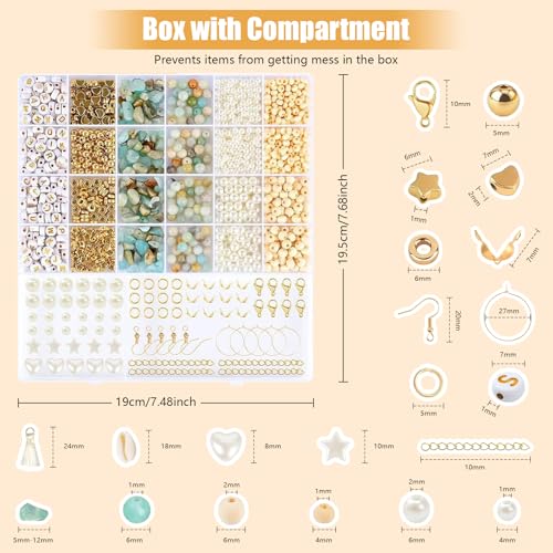 Lisaruq Jewelry Making kit, 20+Varieties, 300+Natural Stone Beads, 1700+Beads 、Accessories and Storage Box, can DIY 50+Bracelets, Necklaces, Earrings，Rings, etc. Suitable for Adults