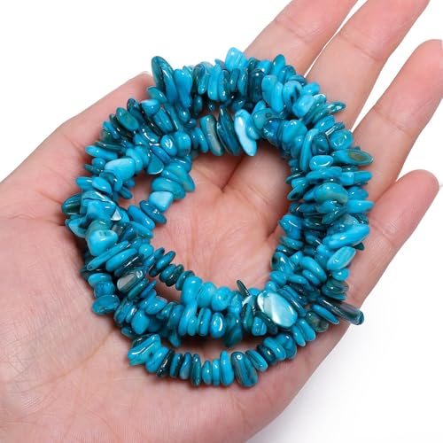 Chip Shell, 260pcs 5-8mm Irregular Shell Beads with Holes, Lake Blue Shell & Aqua Like Chip Beads for Jewelry Making - color: Lake Blue