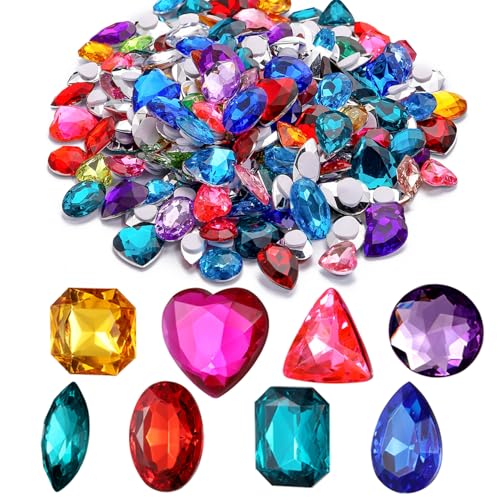RICHNESS 110pcs Self Adhesive Craft Jewels Jumbo Bling Crystal Gem Stickers Assorted Shapes Colors Rhinestone Stickers for Arts & Crafts Projects - size: 110PCS Self-Adhesive