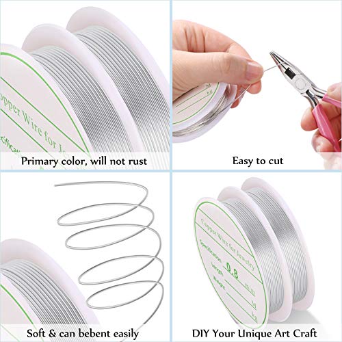 MIKIMIQI 2 Pack Jewelry Wire - 20 Gauge Tarnish Resistant Copper Beading Wire for Jewelry Making, 0.8mm X 3m Each (Silver) - color: Silver