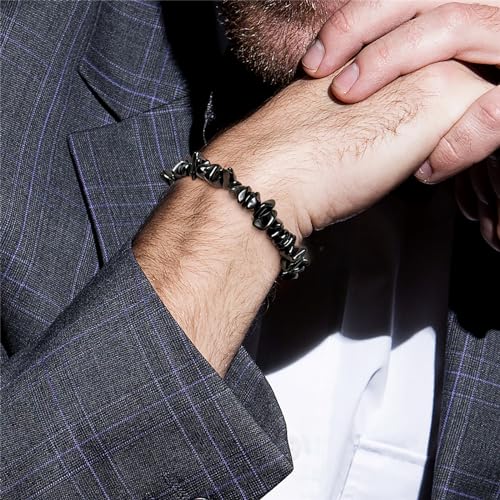 Healing Crystal Bracelets for Women 2 PCS 6mm Natural Stone Bracelet Stretch Crystal Beaded Bracelets Handmade Gemstone Bracelet Jewelry Gifts Christmas Gifts for Women Girls - style: black tourmaline