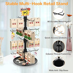 Jewelry Display for Vendors with 80 Hooks, 4 Tier Rotating Display Stand Earring Holder Organizer Adjustable Height, Earring Rack Keychain Necklace Bracelet Display for Retail - style: 4SL-BK