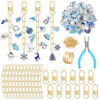 AUGSUN 189 Pcs Christmas Winter Keychain Making Kit, Charm Jewelry Chain 60 Charms 12 Keychain Clips Hooks 15 Extender Chains 100 Jump Ring and Jewelry Plier for DIY Crafts Accessories Holiday Gifts - style: Winter
