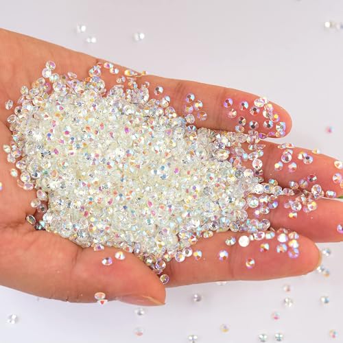Blinginbox 5000pcs Flatback Rhinestones,Resin Non Hotfix Rhinestones Large Quantity Wholesale for Crafts DIY Creative Design,Clothes,Makeup,Nail Art (6mm=0.24",Transparent Clear AB) - color: Transparent Clear AB, size: 6mm=0.24"