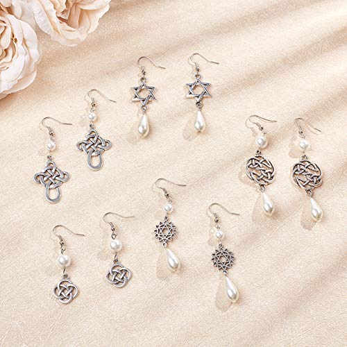SUNNYCLUE 1 Box DIY 8 Pairs Antique Silver Celtic Knot Earrings Pearl Dangle Earrings Jewelry Making Starter Kit with Instruction Jewelry Making Supplies for Women - color: Celtic Knot Earring 2