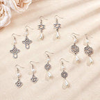 SUNNYCLUE 1 Box DIY 8 Pairs Antique Silver Celtic Knot Earrings Pearl Dangle Earrings Jewelry Making Starter Kit with Instruction Jewelry Making Supplies for Women - color: Celtic Knot Earring 2
