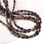 Glass Rice Beads Purple 4x6mm 50pcs Faceted Oval Golden Edge Crystal Loose Beads for DIY Craft Jewelry Making - color: Purple