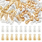 Beebeecraft 1 Box 80Pcs Teardrop Charms Dangle End Beads Extender Chain Drop Water Charms for Jewelry Making Findings - color: Gold and Silver, size: 6x3mm