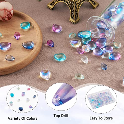 Craftdady 100Pcs Glass Teardrop Beads 10 Colors Transparent Water Drop Top Drilled Glass Crystal Loose Beads Charms for DIY Jewelry Crafts Making - color: 10 Colors, 6~9x9~12mm