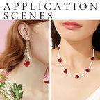 Cheriswelry 100pcs 14mm Red Heart Glass Crystal Beads for DIY Jewelry Making - color: Red
