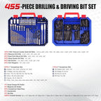 WORKPRO 455-Piece Drill Bit Set and Screwdriver Bit Set, Titanium Twist Drill Bits, Drywall Screws with Double Sided Storage Case, for Wood Metal Plastic Concrete Masonry - style: 455 PCS