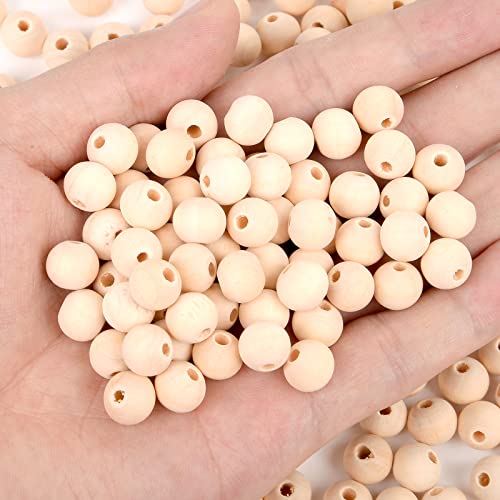 300Pcs 10mm Wood Beads Round Wooden Spacer Beads Unfinished Natural Wood Loose Beads - size: 10