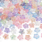 Craftdady 100Pcs Iridescent Star Beads Transparent Acrylic Star with Bowknot Beads Mixed Color Small Star Spacer Bead for Jewelry Bracelet Necklace Making DIY Crafts Hole: 2.8mm - color: Mixed Color, Star&Bowknot