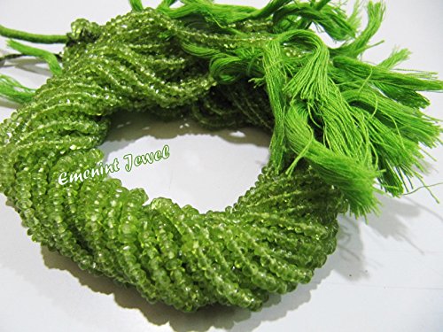 AA Quality Natural Peridot Rondelle Faceted 3-4mm Beads, Natural Gemstone Strands 14 inches Long, Semi Precious Stone Beads