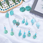 SUNNYCLUE 1 Box DIY 8 Pairs Acrylic Bead Drop Earrings Making Kits Flat Round Oval Rectangle Square Acrylic Beads & Synthetical Turquoise Beads & Earring Hooks for Beginner