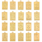 SUNNYCLUE 1 Box 40Pcs 20 Styles Metal Tarot Card Charms Divination Charms Bulk Gold Rectangle Magic Occult Astrology Alloy Gothic Pendants for Jewelry Making Halloween Necklace Bracelet Earrings DIY - color: Gold