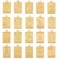 SUNNYCLUE 1 Box 40Pcs 20 Styles Metal Tarot Card Charms Divination Charms Bulk Gold Rectangle Magic Occult Astrology Alloy Gothic Pendants for Jewelry Making Halloween Necklace Bracelet Earrings DIY - color: Gold