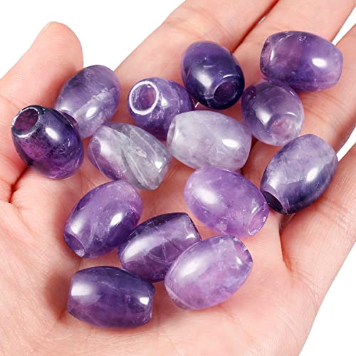 SUNYIK Amethyst Large Hole (5mm) Barrel Rondelle Loose Charms European Bead fits Bracelet,Jewelry Makings Pack of 20 - color: Purple-Amethyst, size: 16x5mm