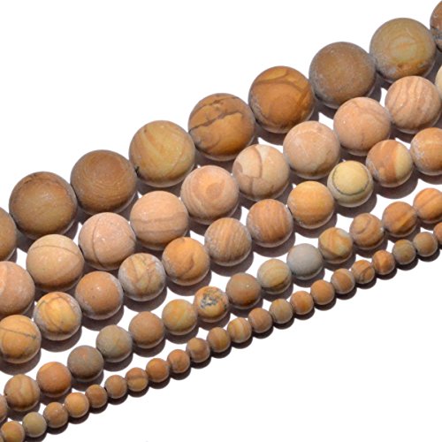 AD Beads Beautiful Natural Matte Gemstone Round Spacer Loose Beads 4-12mm (4mm, 13 Matte Woodgrain) - color: 13 Matte Woodgrain, size: 4mm