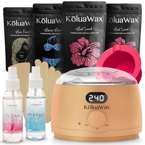 KoluaWax Premium Waxing Kit for Women - Beginner Friendly - Complete Wax Kit that includes 14oz of Wax Beads, Applicator, Pre and Post Care, Suitable for Sensitive Skin (Peach Fuzz) - color: Peach Fuzz