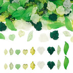 Beadthoven 270Pcs 9 Styles Leaf Acrylic Bead Caps Bulk Frosted Transparent Yellow Green Leaf Maple Leaves Charm Dangle Plant Beads for Jewelry Making DIY Spring Bracelets Necklace Earrings Crafting - color: Leaf Mixed 9 Styles